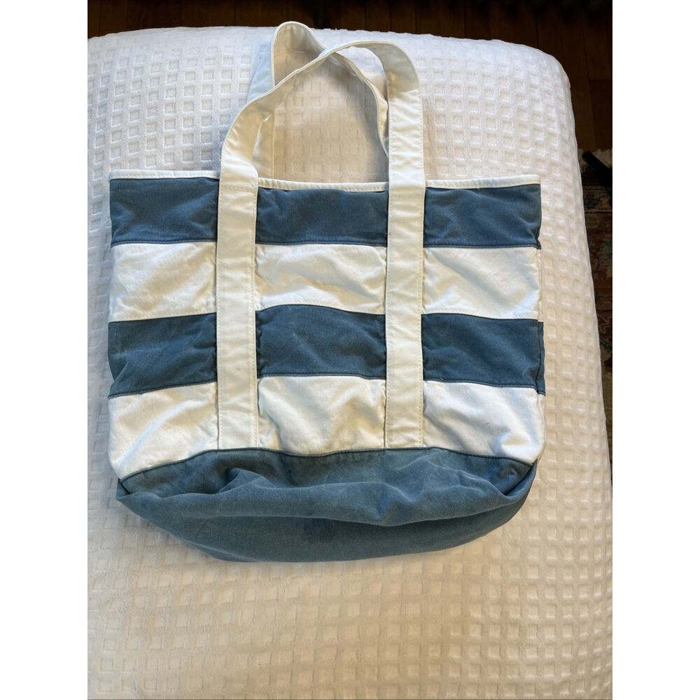 Vintage Aeropostale Y2k canvas tote beach bag White Stripe Overnight Bag - Picture 2 of 12